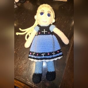 Elsa Doll Crocheted Handmade Plus Ice Princess with Dress